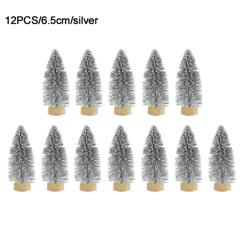 12 mini pine christmas trees - diy home table decor xmas