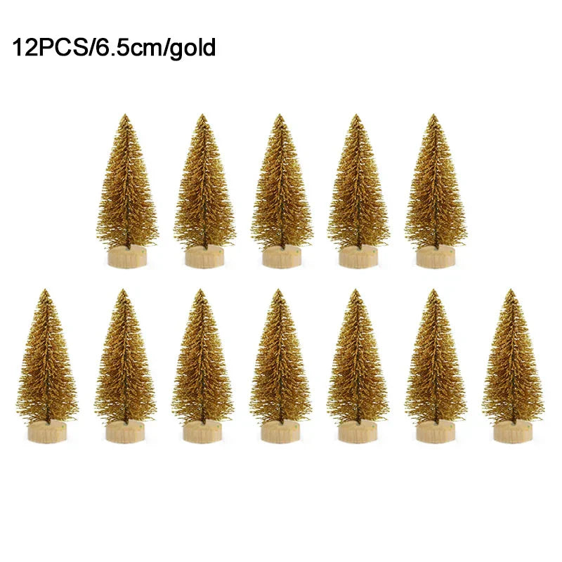 12 mini pine christmas trees - diy home table decor xmas