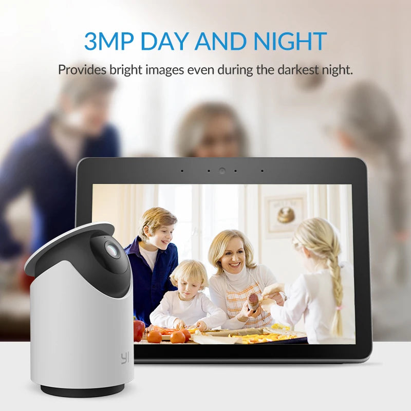 YI 3MP Dome U Indoor Surveillance Camera Wifi Baby Monitor 360° Panoramic Auto Cruise Night Vision IP Security Smart Home CCTV