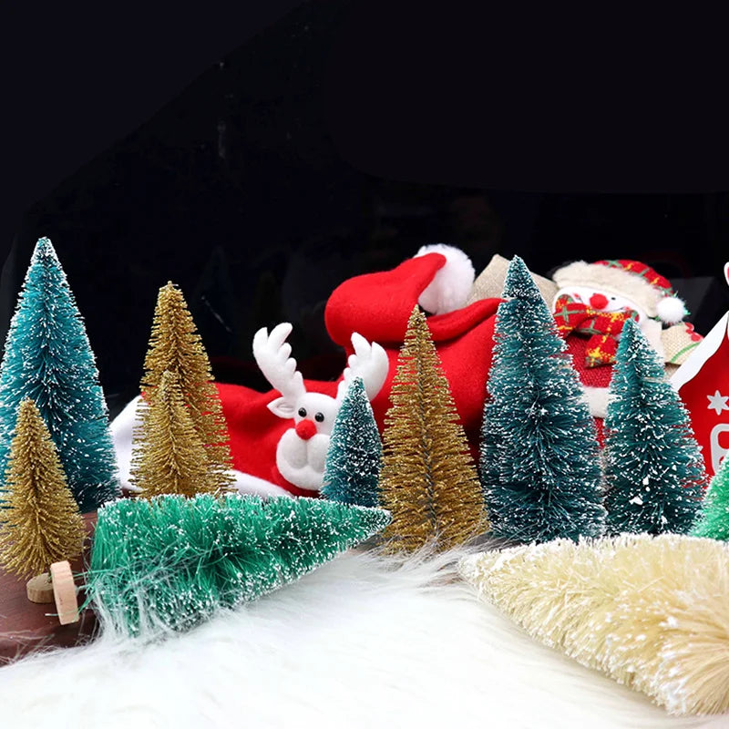 12 mini pine christmas trees - diy home table decor xmas