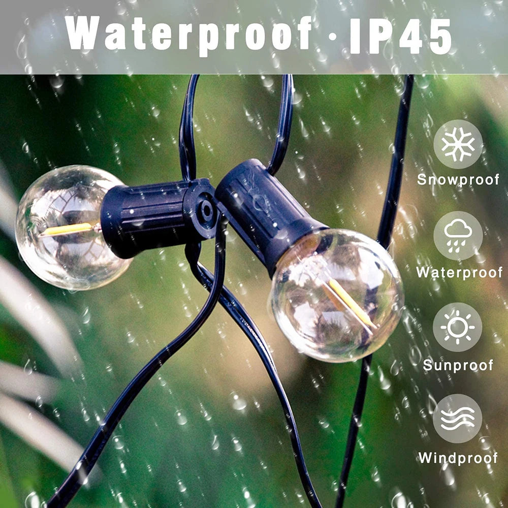 Festoon LED G40 Globe String Lights - Outdoor Christmas, Party, Garden Decor