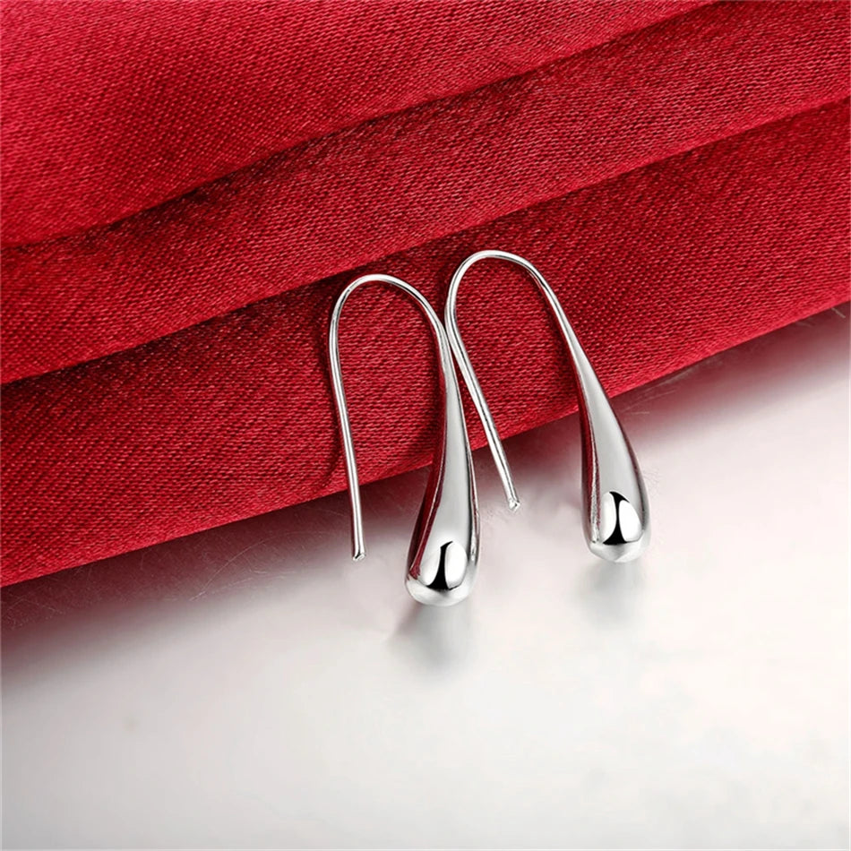 DOTEFFIL 925 Silver Water Drop Jewelry Set: Necklace, Bracelet, Earrings, Ring