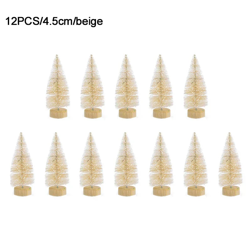 12 mini pine christmas trees - diy home table decor xmas