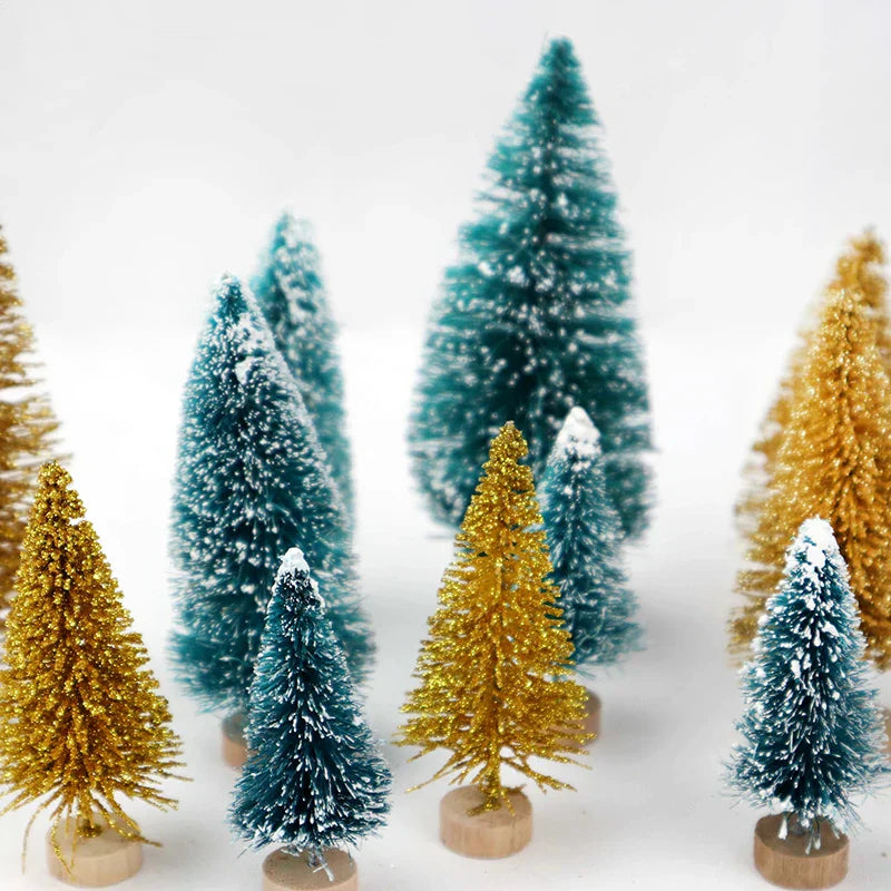 12 mini pine christmas trees - diy home table decor xmas