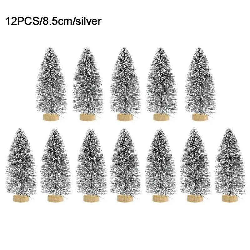 12 mini pine christmas trees - diy home table decor xmas