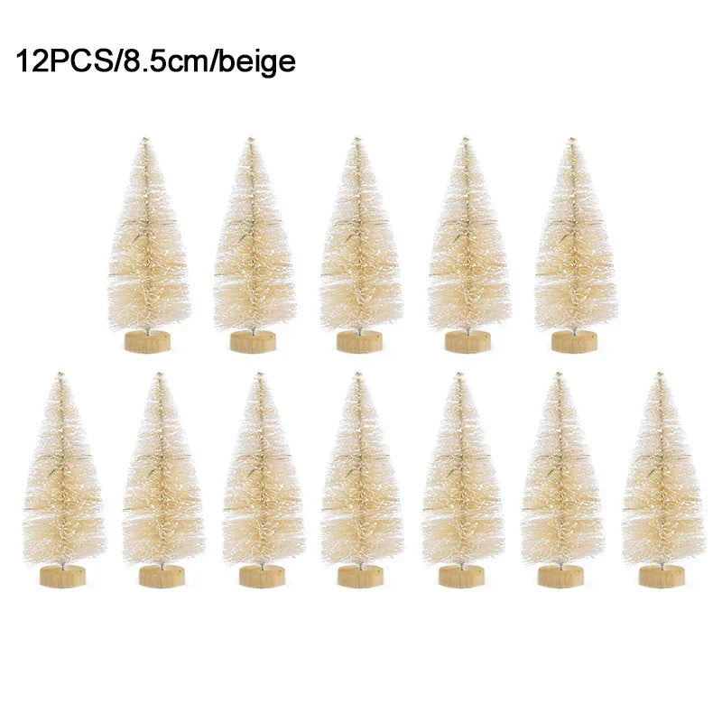 12 mini pine christmas trees - diy home table decor xmas