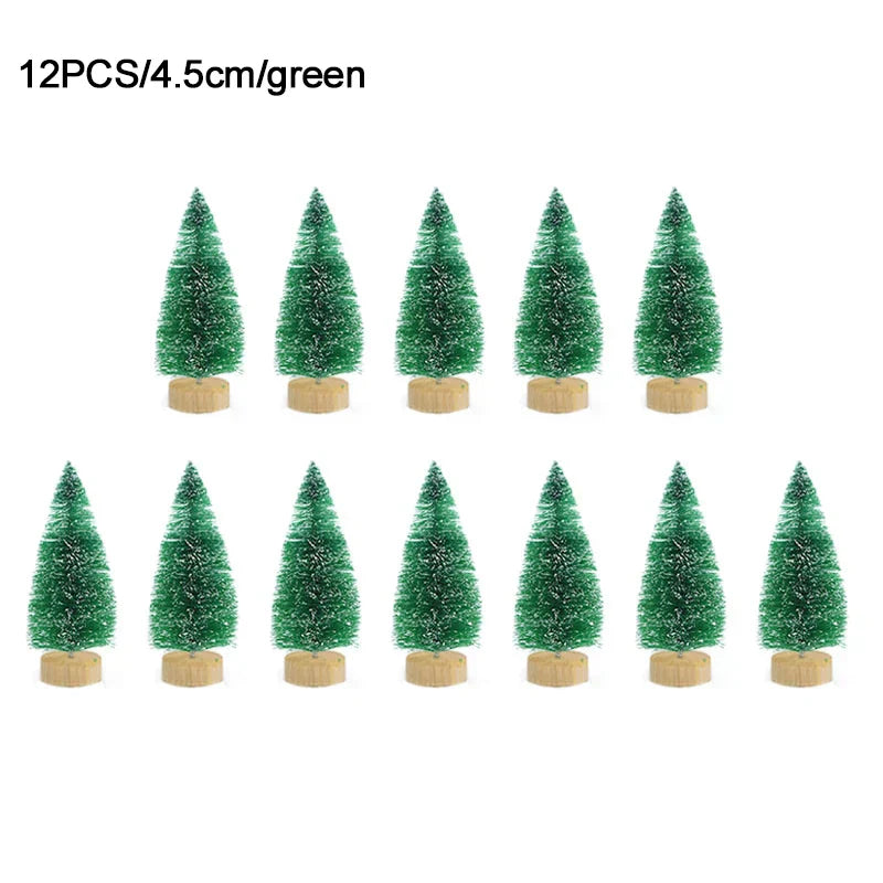 12 mini pine christmas trees - diy home table decor xmas