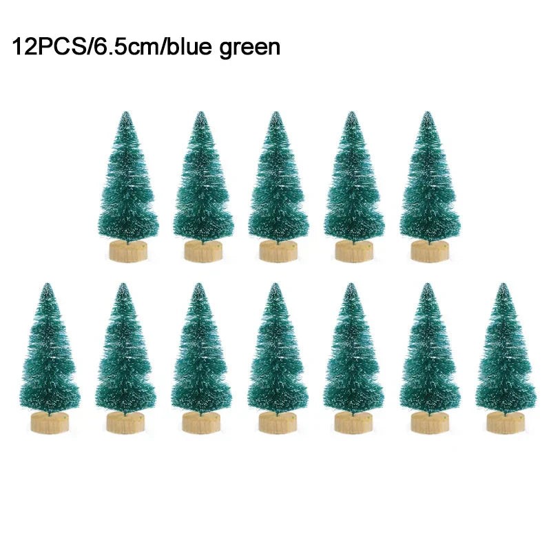 12 mini pine christmas trees - diy home table decor xmas