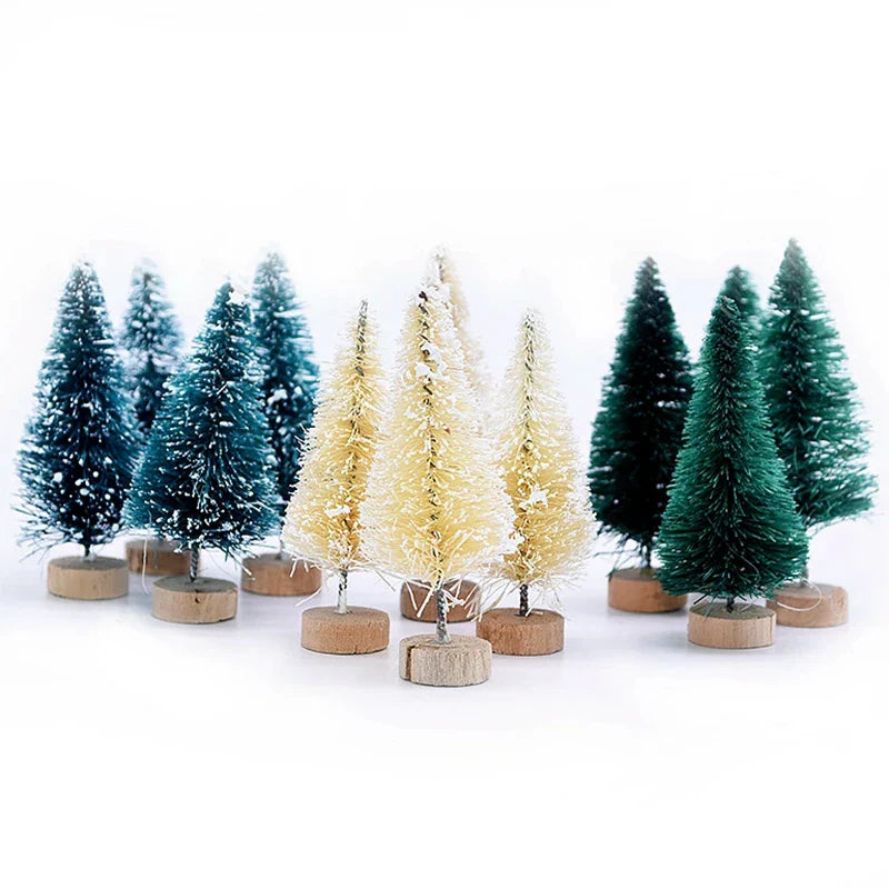 12 mini pine christmas trees - diy home table decor xmas