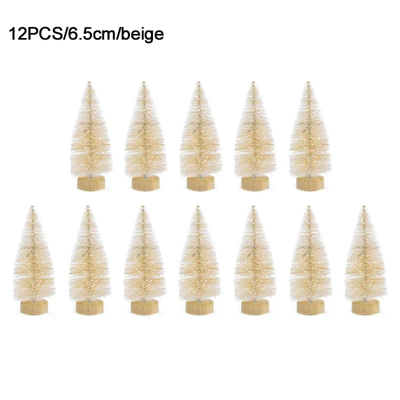 12 mini pine christmas trees - diy home table decor xmas