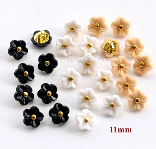20pcs 11mm Kawaii Flower Rhinestone Resin Buttons - 5 Colors