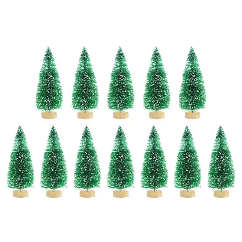 12 mini pine christmas trees - diy home table decor xmas