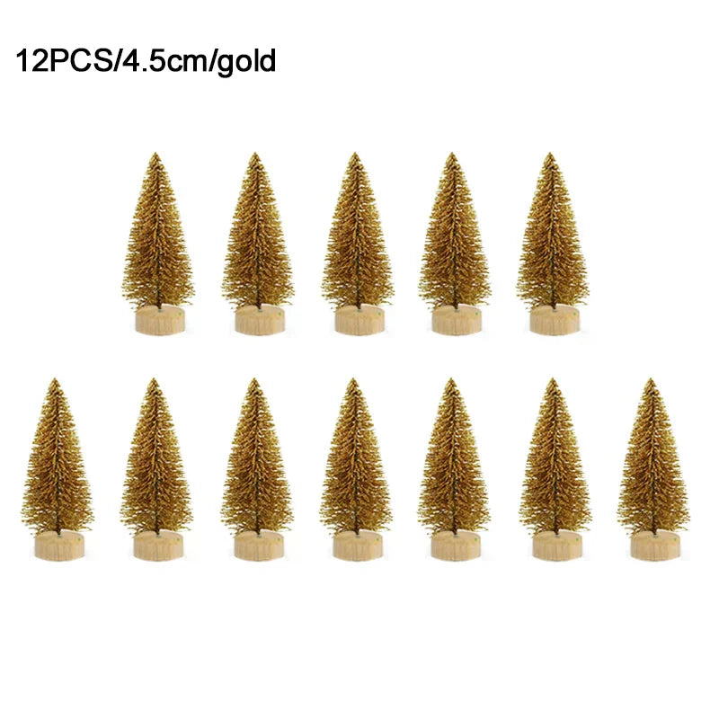 12 mini pine christmas trees - diy home table decor xmas
