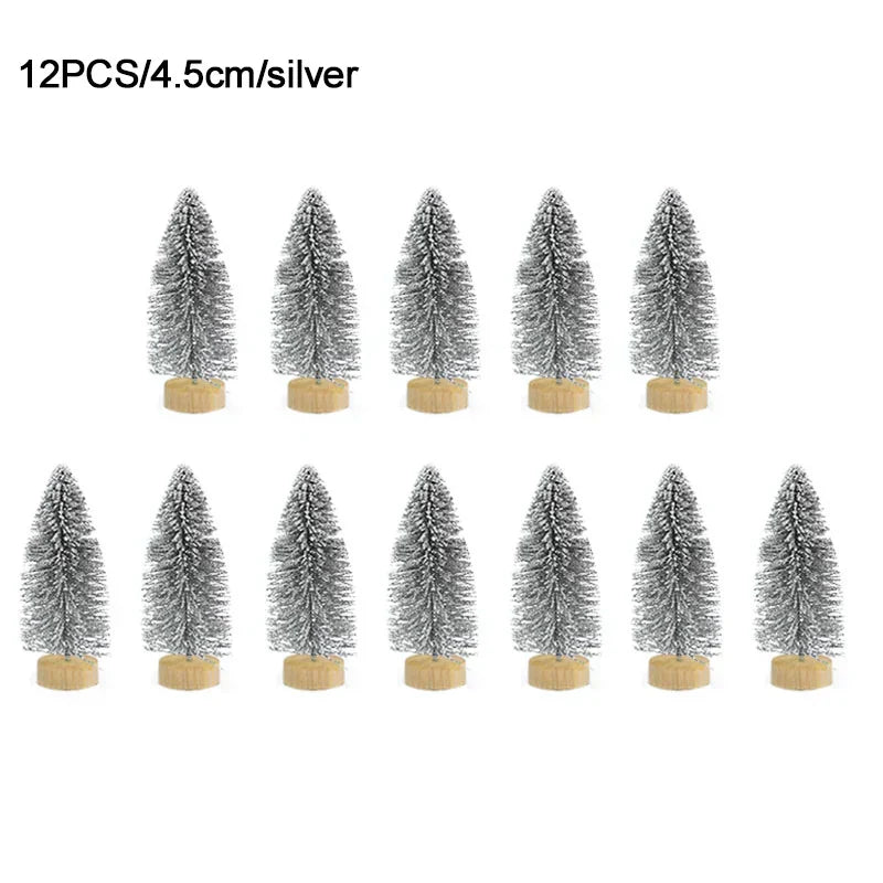 12 mini pine christmas trees - diy home table decor xmas