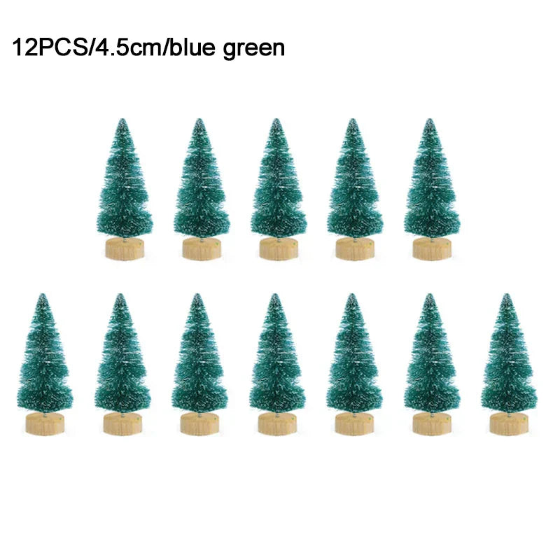 12 mini pine christmas trees - diy home table decor xmas