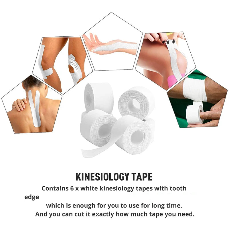 6 Rolls Sports Elastic Bandages Cotton Physio Tape Therapeutic Medical Athletic Tape Muscle Support for Knee Wrist Ankles