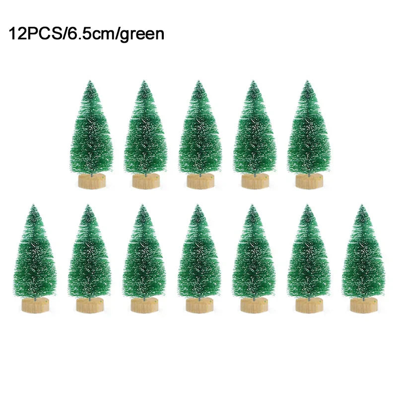 12 mini pine christmas trees - diy home table decor xmas