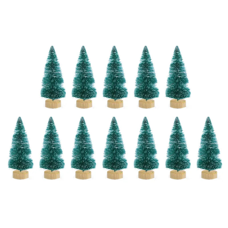 12 mini pine christmas trees - diy home table decor xmas
