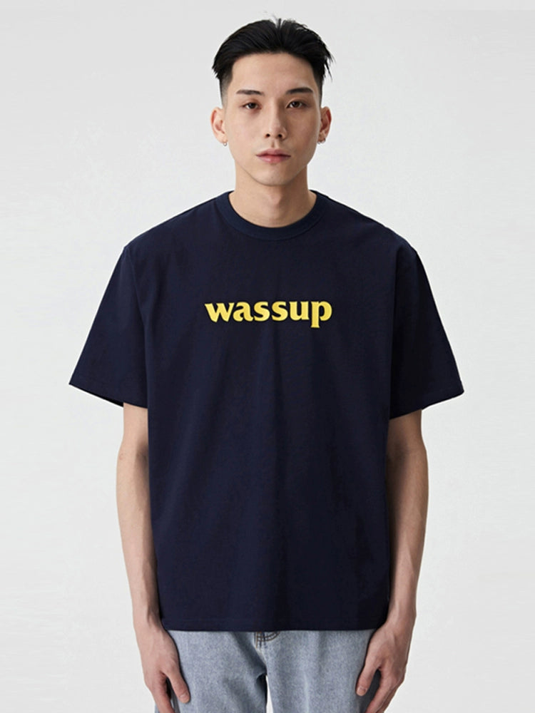 Wassup Minimalist Short Sleeve Pure Color Casual T-shirt