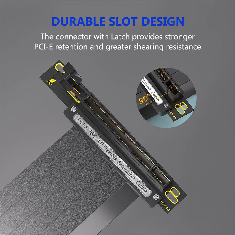 20cm 90° High-Speed PCIE 4.0 X16 Shielded Riser Cable for GPU
