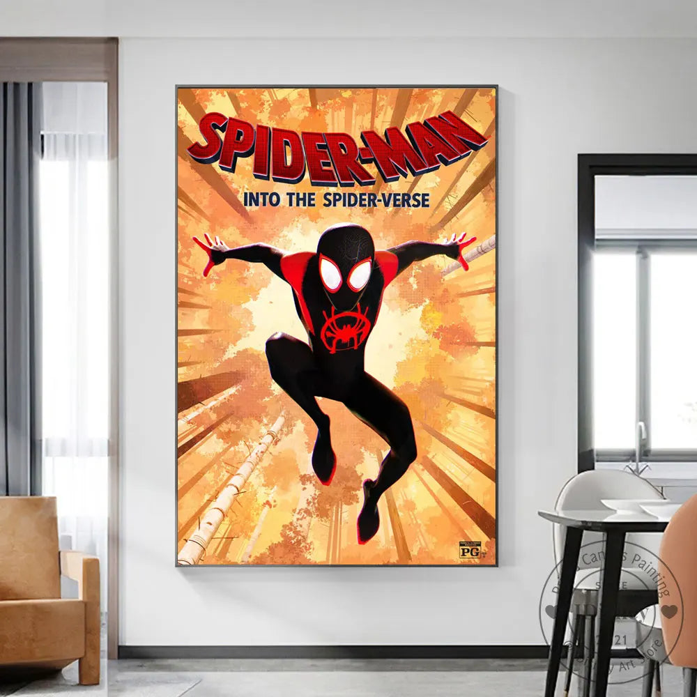 Disney Marvel Spiderman Into The Spider Verse Movies Print Canvas Paintings Spiderman Superheros Poster Room Home Decoration