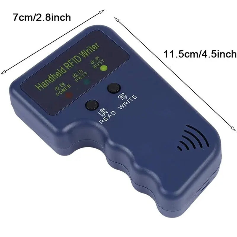 Repetitive Handheld 125KHz EM4100 5200 RFID ID Card Writer Copier Duplicator Programmer + 2pcs T5577 Rewritable Keyfobs Tags