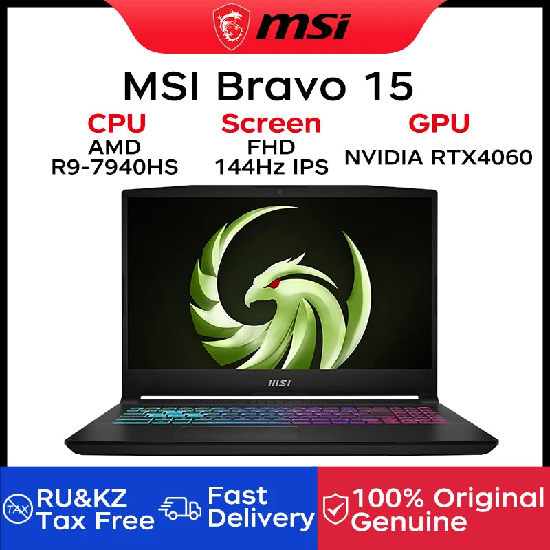 2024 MSI Bravo 15 Gaming Laptop | 15.6" FHD 144Hz IPS Screen | AMD Ryzen 9 7940HS | RTX 4060 | 16GB RAM | 1TB SSD | RGB Keyboard | tonyfinger store