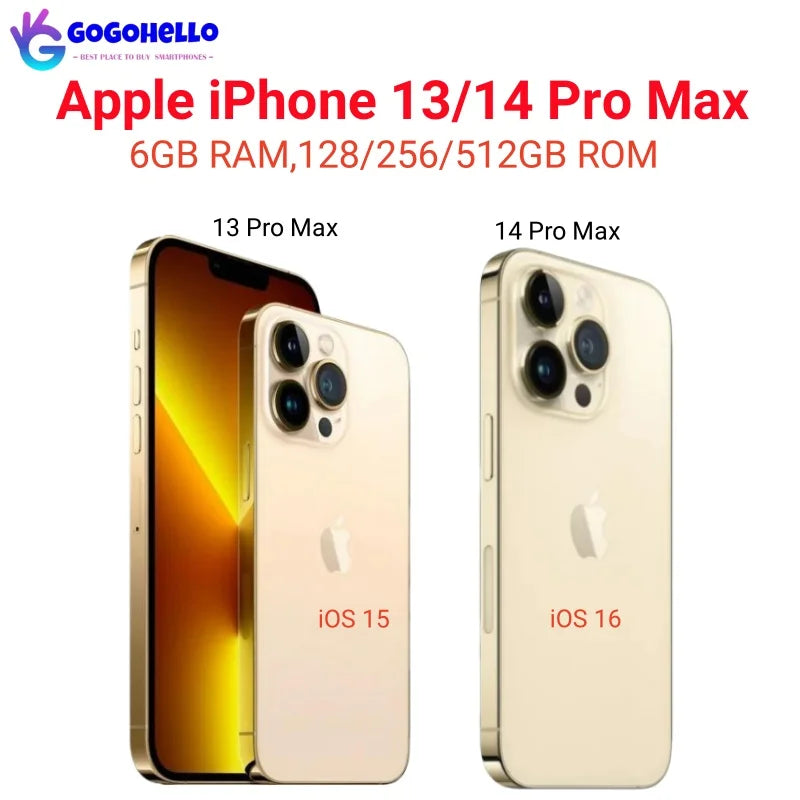 Unlocked Original Apple iPhone 13/14 Pro Max 128/256/512GB 6GB RAM 6.7" iOS15/16 Face ID NFC 98% New Cell Phone - tonyfinger store