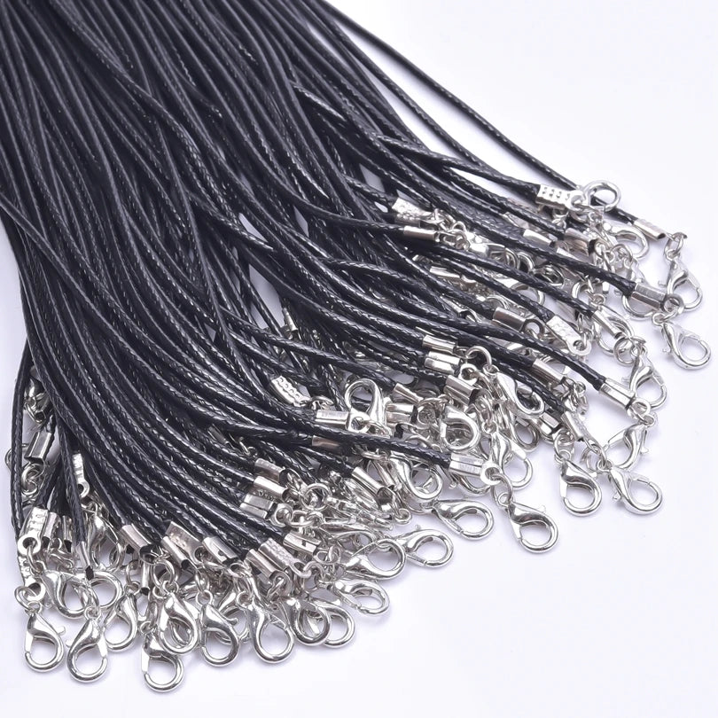10/20/30pcs Black Leather Rope Chain Necklace | Adjustable Wax Cord | Lobster Clasp | Unisex Accessories
