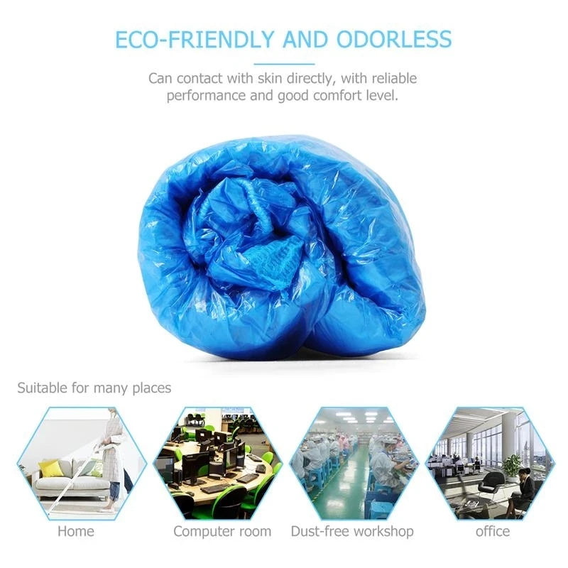 100pcs Waterproof Disposable Shoe Covers - Plastic Cleaning Overshoes