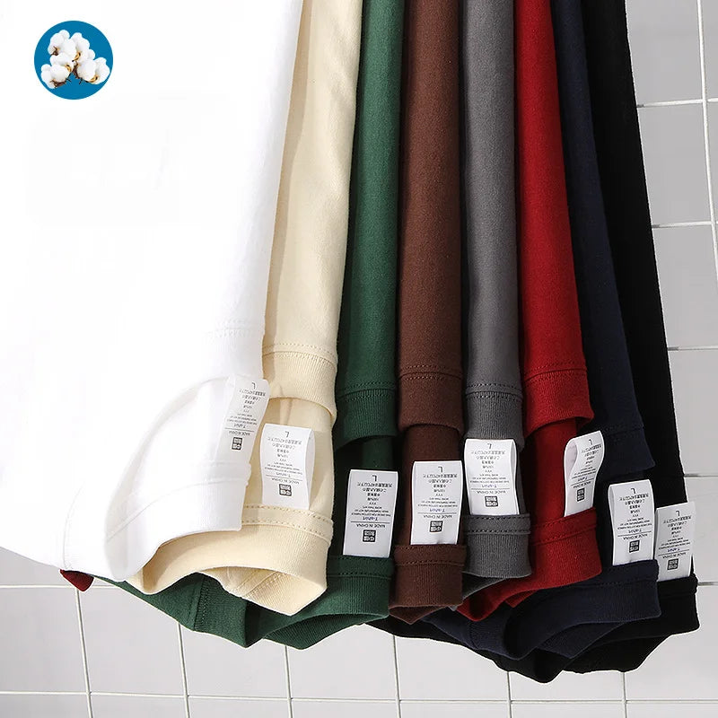 Summer T Shirt 230G Heavy Cotton Cotton Casual White O-neck T-Shirts Men Women Couple Round Collar Short Sleeve Breathable Top