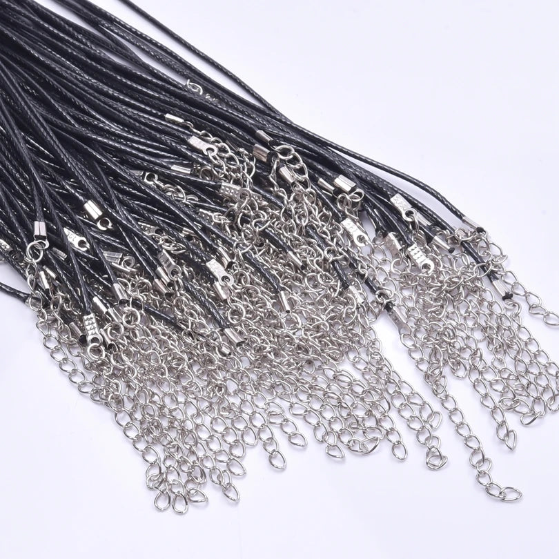 10/20/30pcs Black Leather Rope Chain Necklace | Adjustable Wax Cord | Lobster Clasp | Unisex Accessories