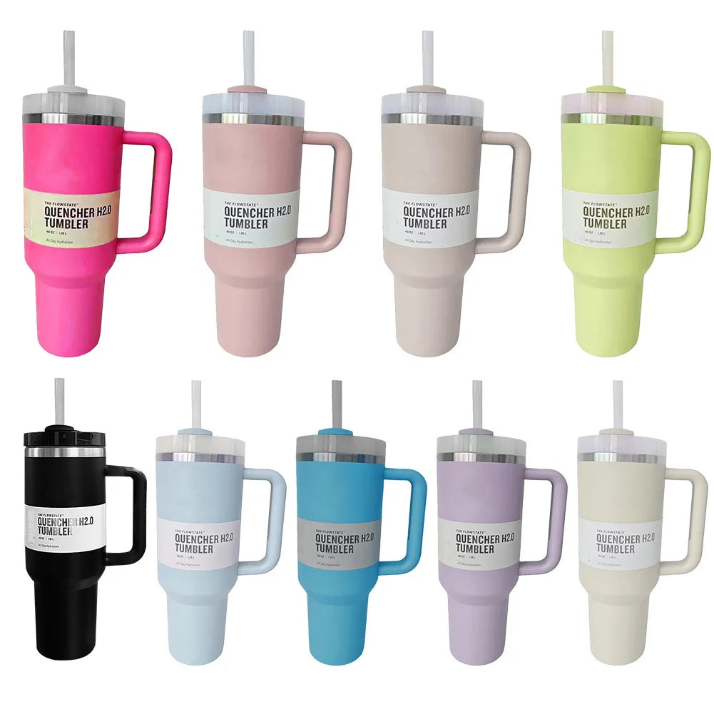 Tumbler 40oz Mug 304 Stainless Steel Car Mug with Handle Straw Double Wall Thermal Iced Travel Cup Vacuum Insulated Coffee Cup