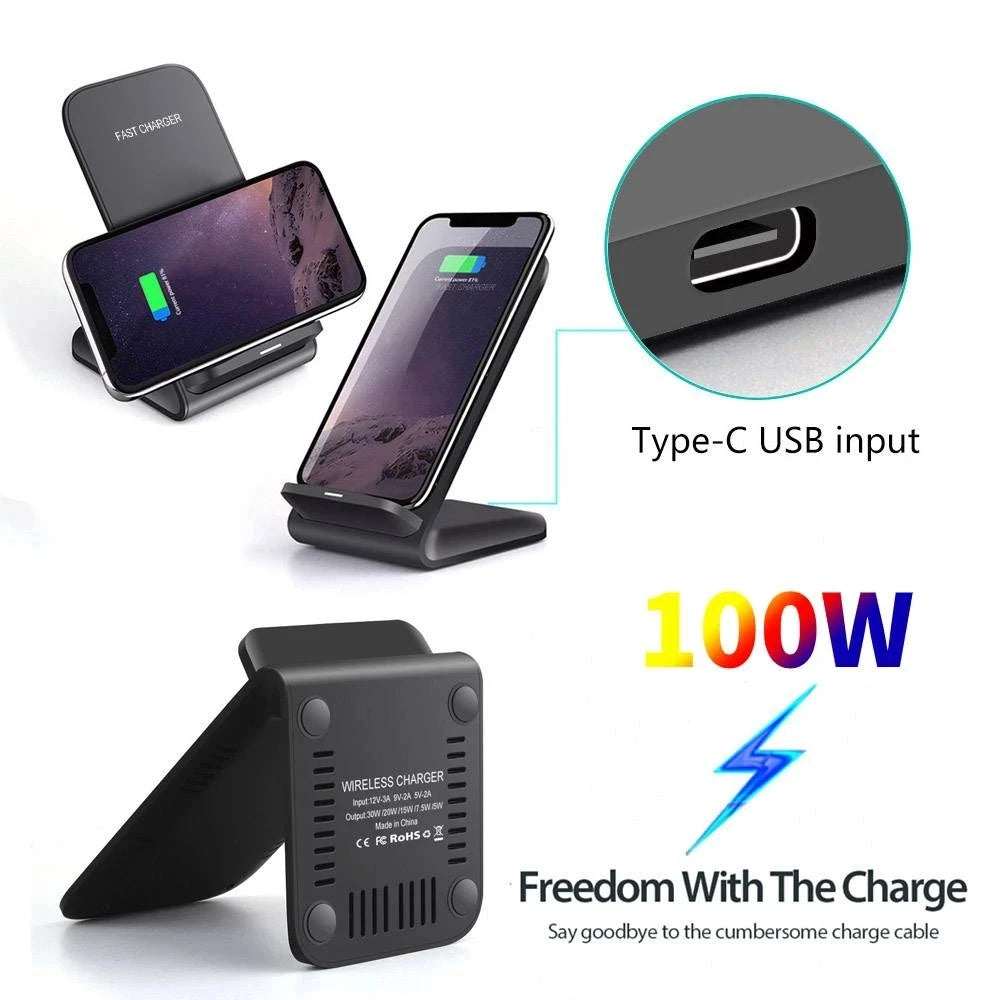 NEW 65W Fast Wireless Charger for Samsung S22 S21 Note 20 Fast Charging Stand For iPhone 14 13 12 11 XS XR X 8 Airpods Pro
