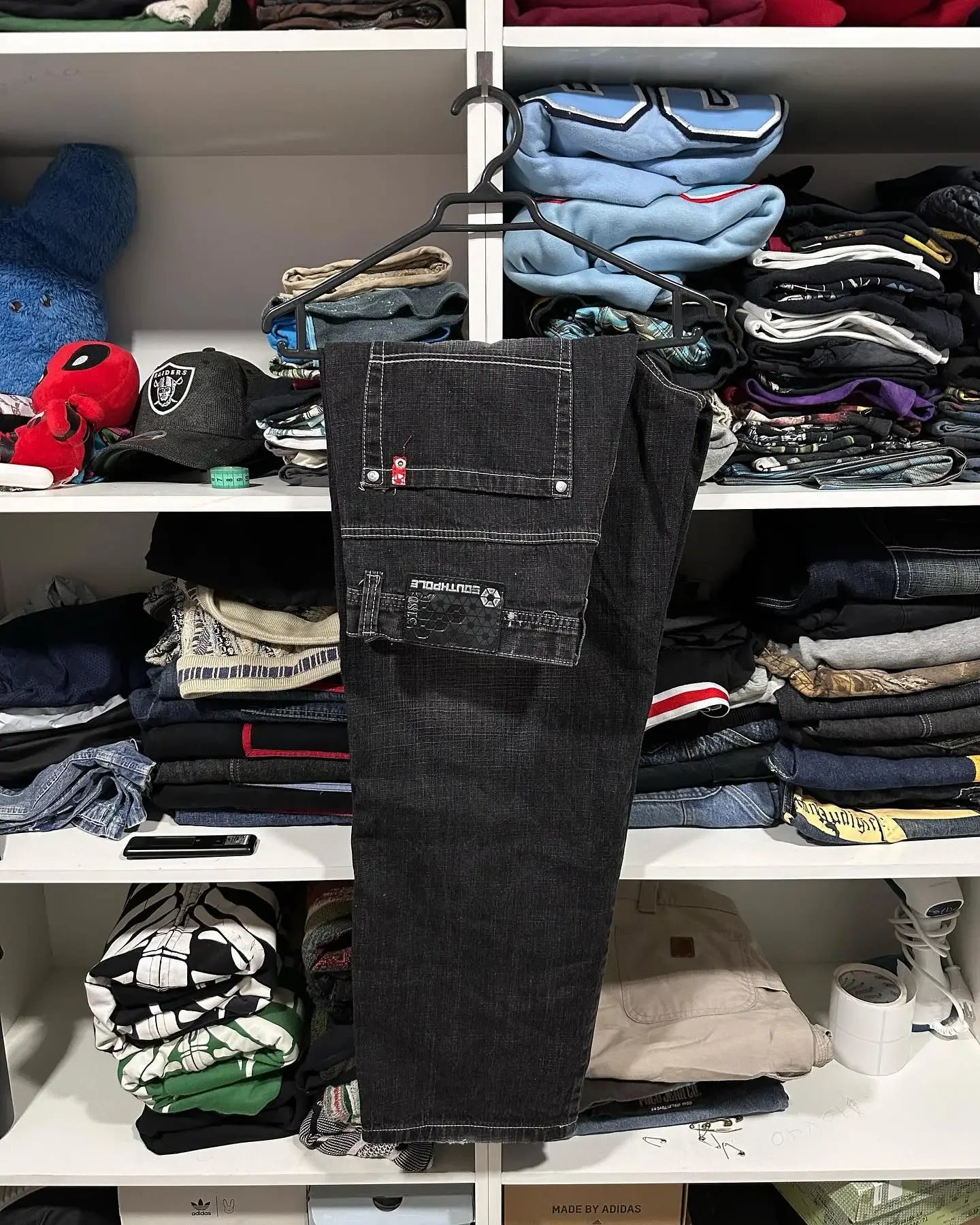 Y2K new SOUTHPOLE women's jeans Harajuku hip-hop black pants washed and ground white baggy jeans Gothic wide pants Street wear