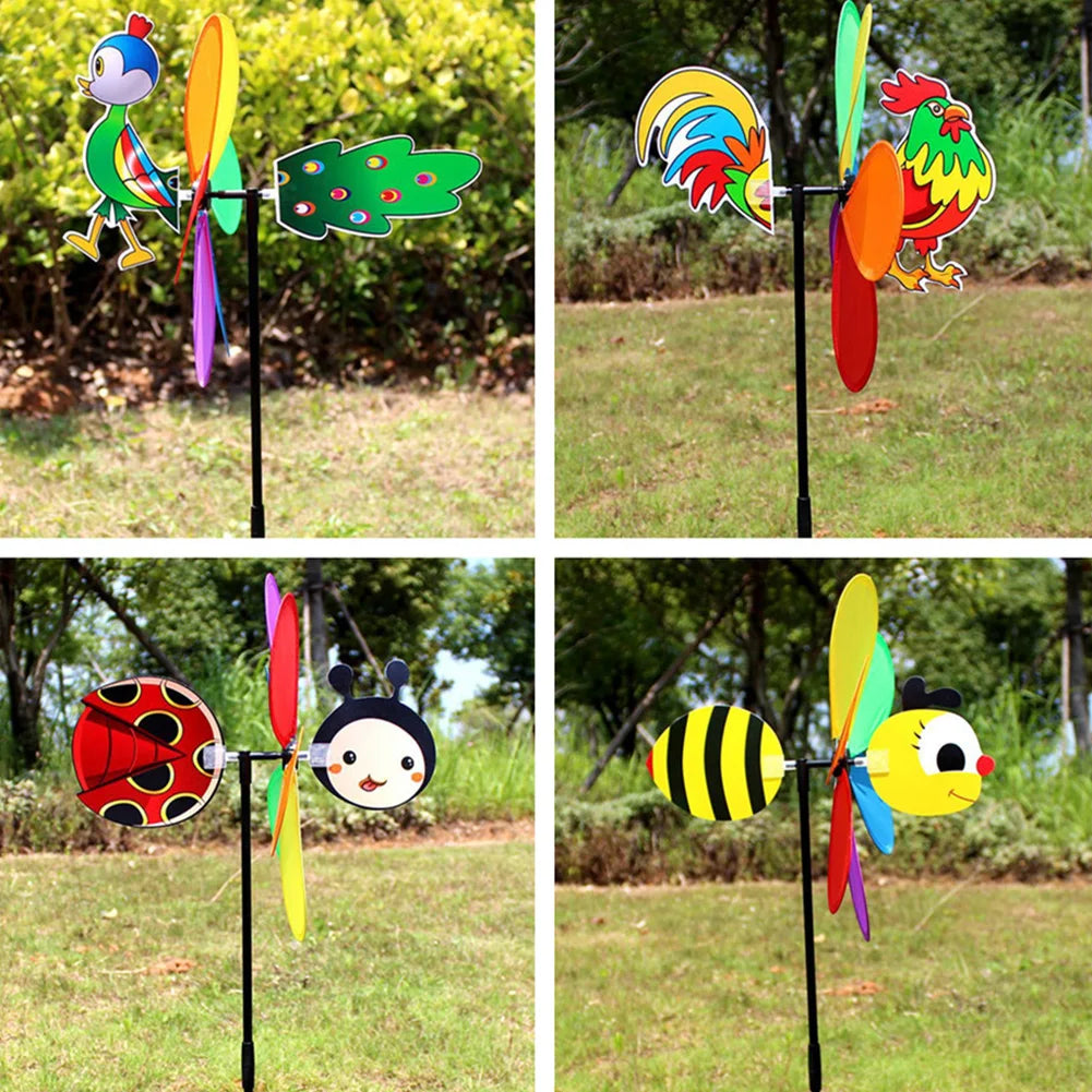Colorful Bee Windmill Toy - 3D Cartoon Garden Decoration for Kid