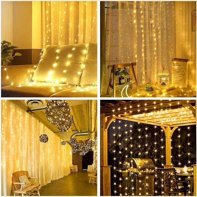 3M USB LED Curtain Fairy Lights - 8 Modes for Home, Garden, Christmas, and Weddings