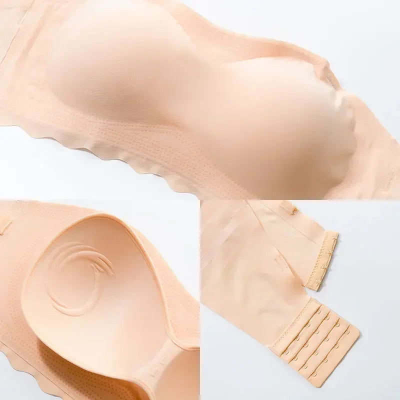 Strapless-bra One-piece Large Size Push-Up Big Chest Thin Bra Wrapped Invisible Bra Patch Underwear Wireless Solid Underwear 6XL