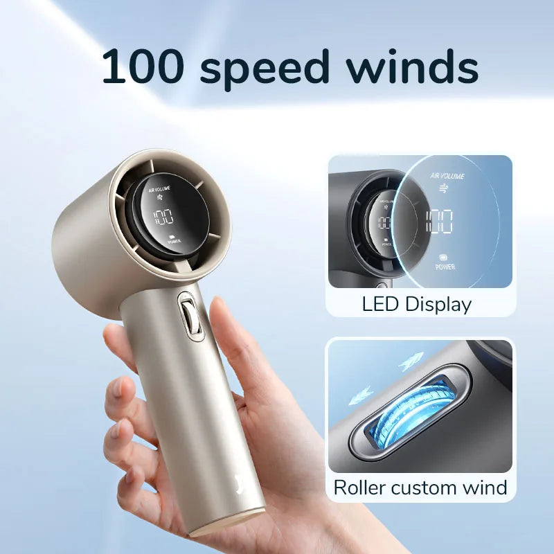 JISULIFE Mini Bladeless Handheld Fan - 100 Speeds, USB Rechargeable