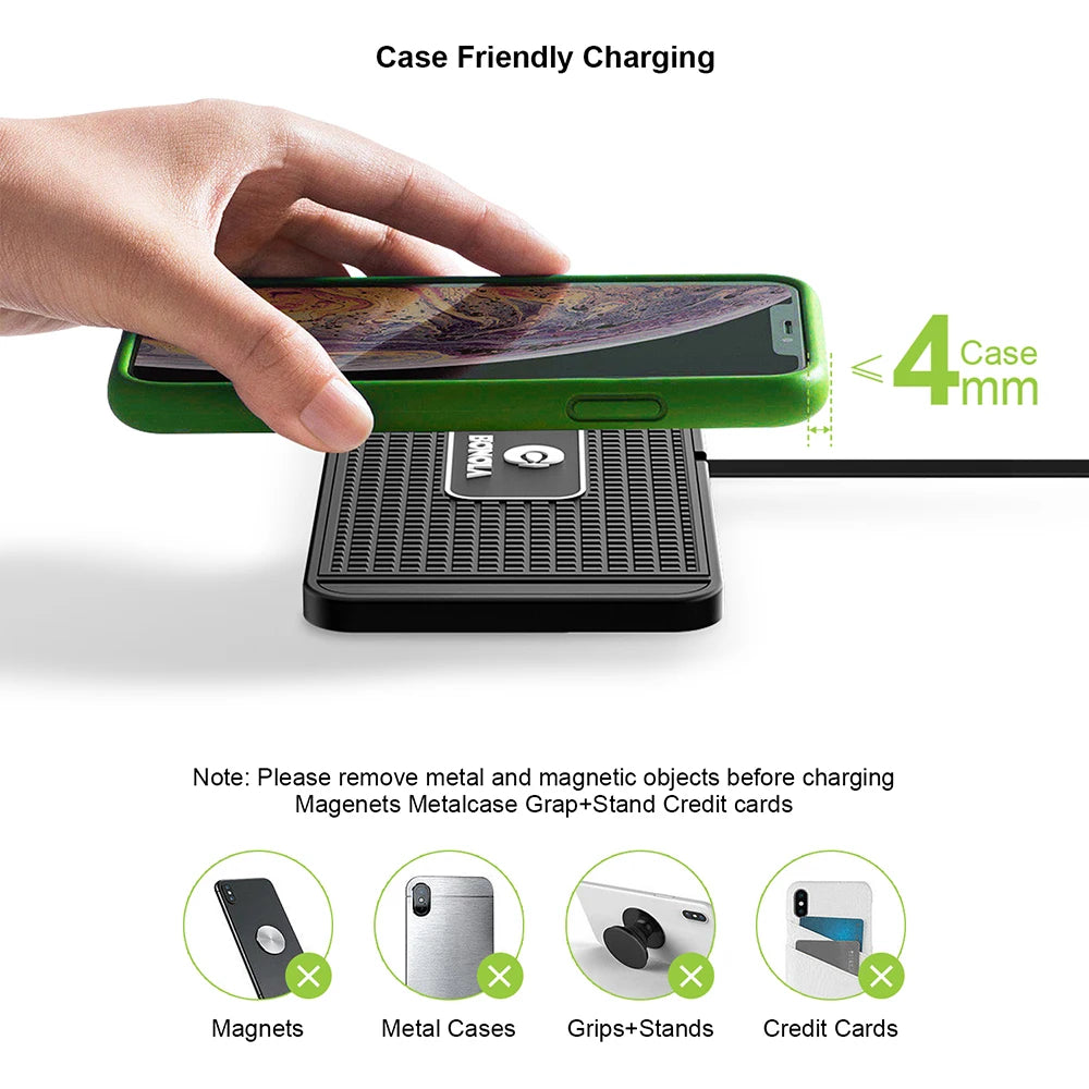 Bonola Car Wireless Charger: Qi Charging Pad for iPhone 12-15, Samsung, Huawei