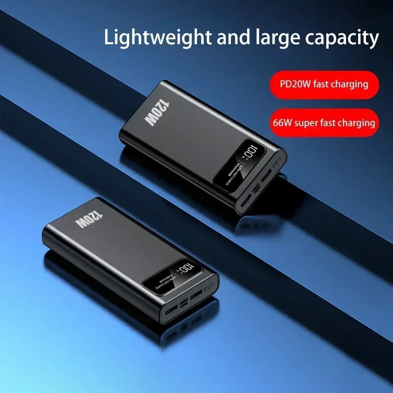 200000mAh 120W Fast Charging Power Bank for iPhone 15, Samsung, Xiaomi - High Capacity, Digital Display