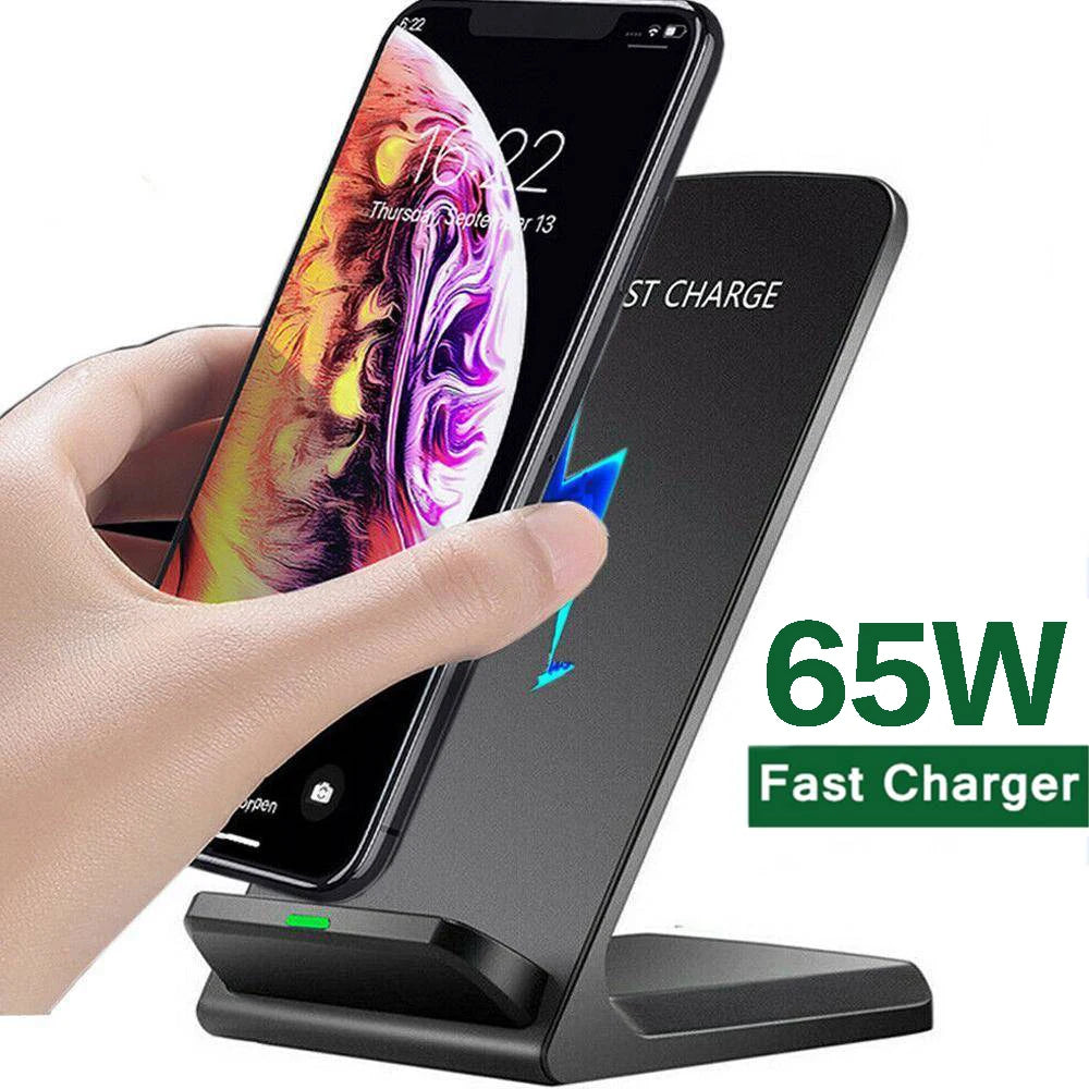 NEW 65W Fast Wireless Charger for Samsung S22 S21 Note 20 Fast Charging Stand For iPhone 14 13 12 11 XS XR X 8 Airpods Pro
