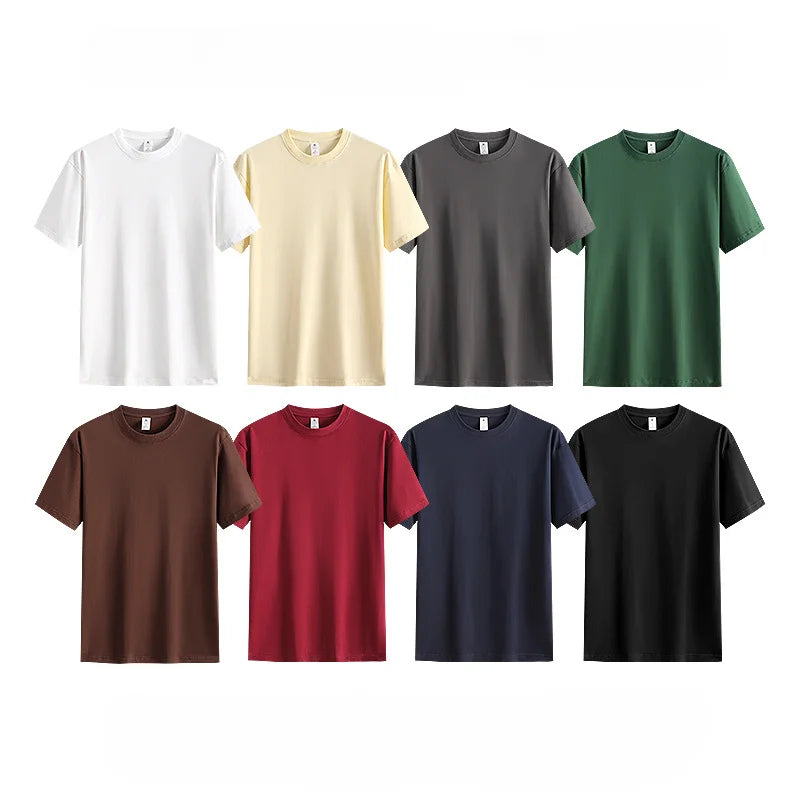 Summer T Shirt 230G Heavy Cotton Cotton Casual White O-neck T-Shirts Men Women Couple Round Collar Short Sleeve Breathable Top