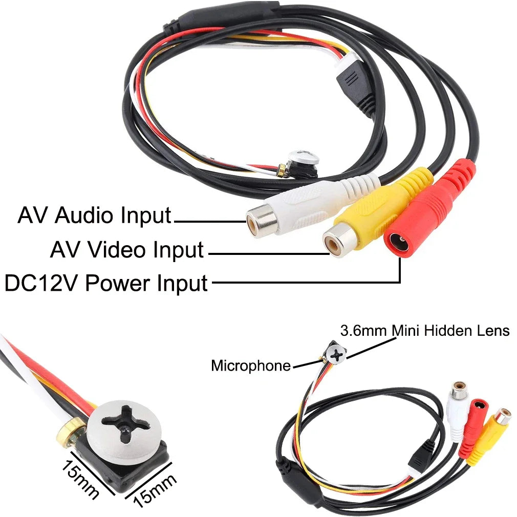 Uvusee CCTV 1/3 CCD 1000TVL 3.6mm audio Microphone HD Mini Security Surveillance Camera