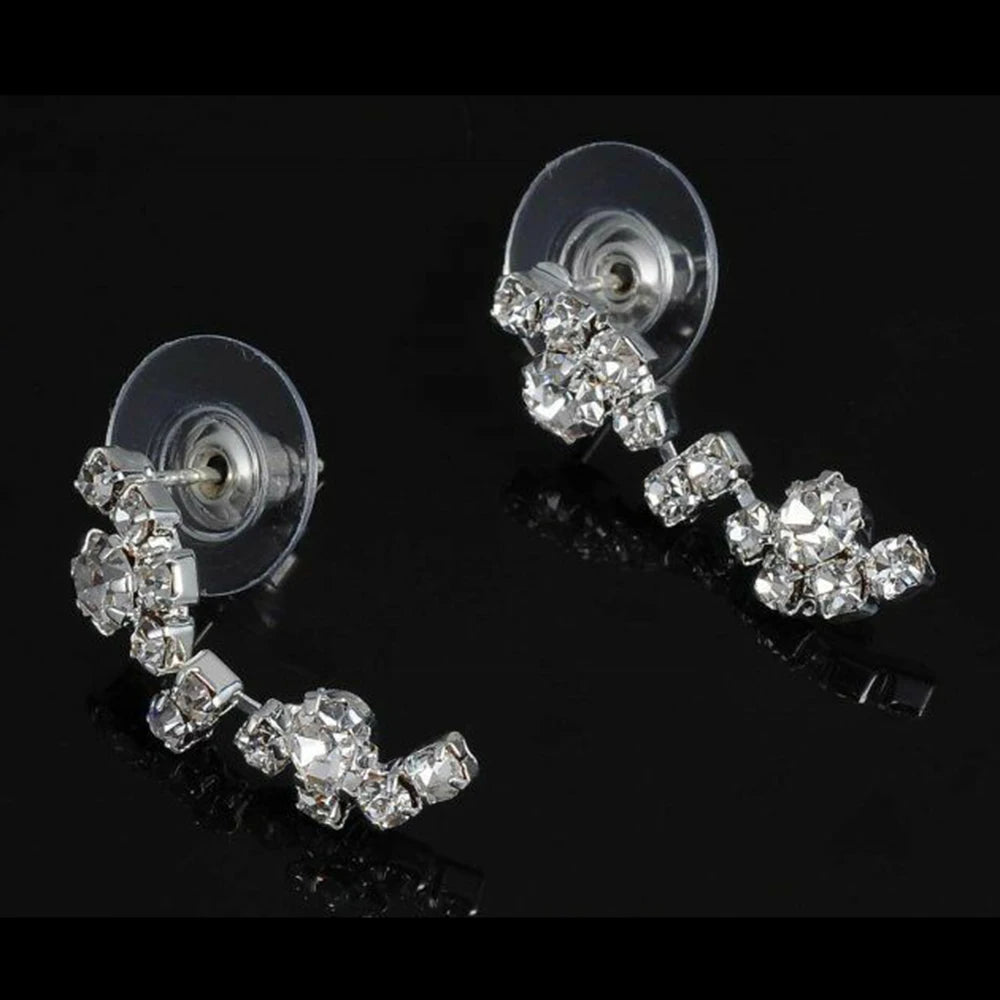 2022 Chic Silver Plated Rhinestone Necklace & Earring Set for Brides