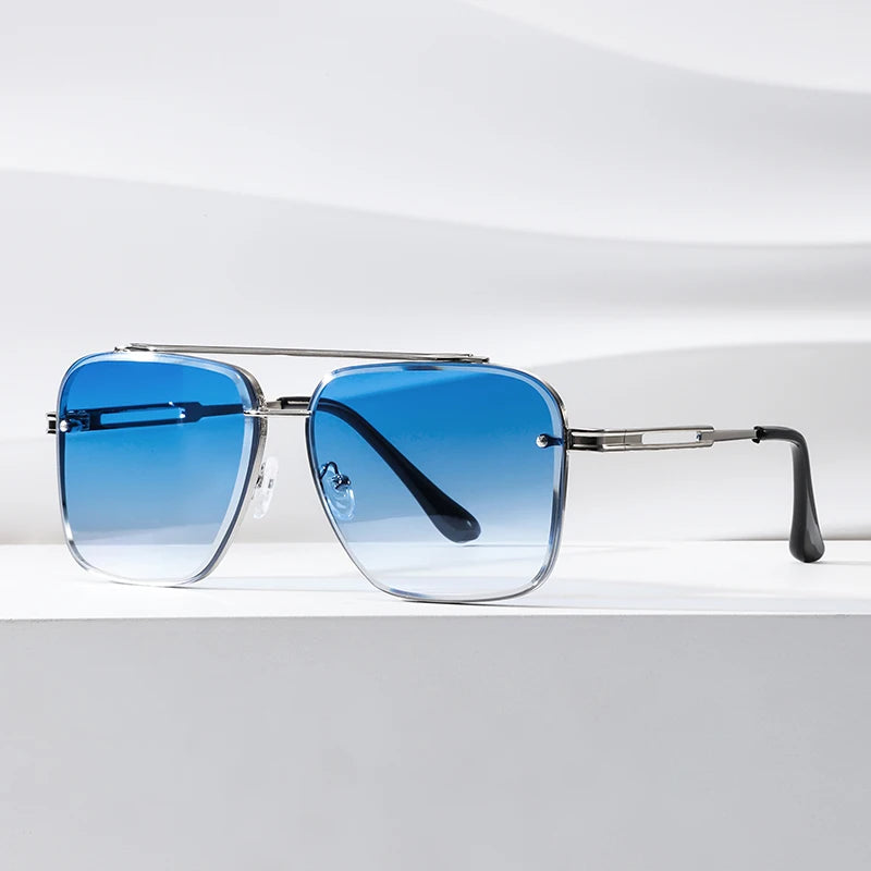 New Fashion Square Sunglasses Men Luxury Brand Designer Metal Sun Glasses Vintage Pilot Shades Eyewear Oculos De Sol