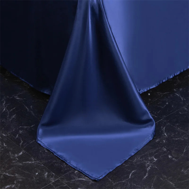 Luxury Flat Sheet Solid Color Satin Bed Sheet Soft Comfortable Bedsheet High-End Bedclothes Sheet