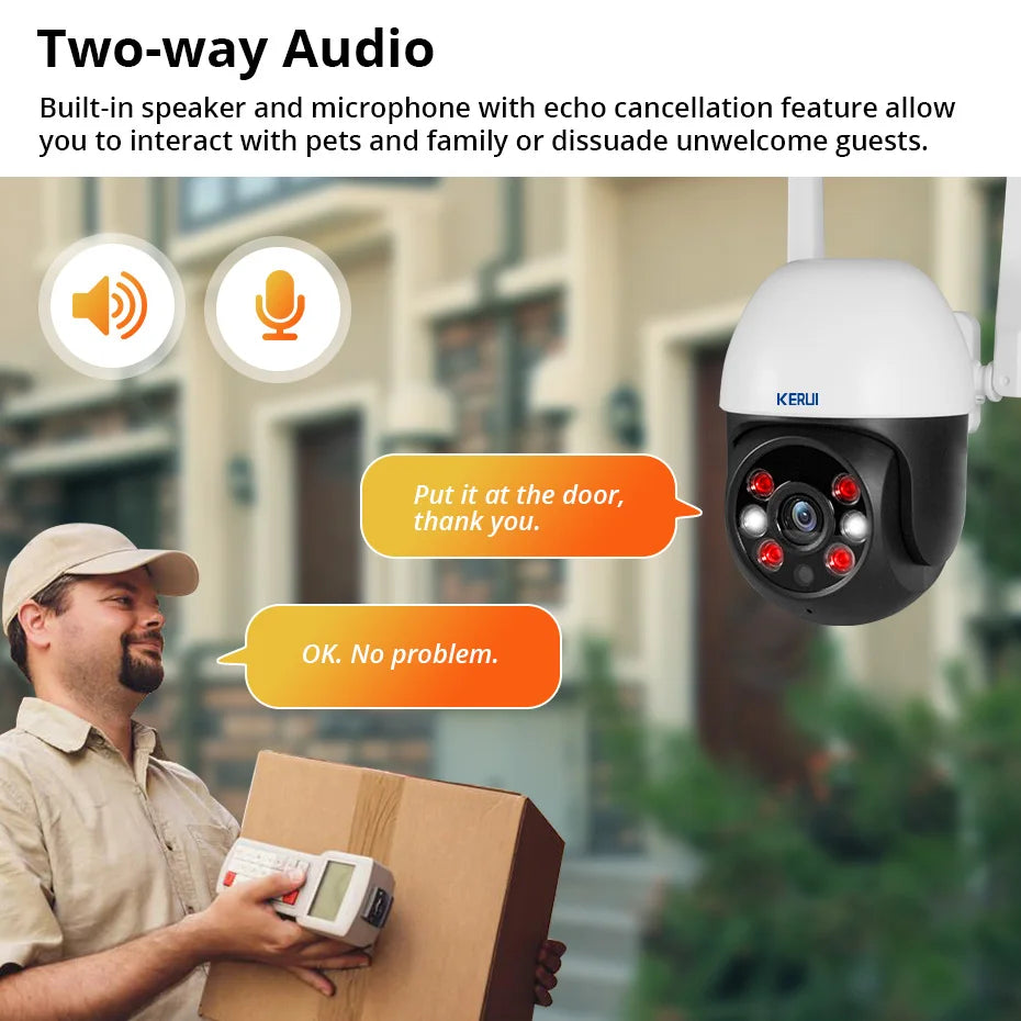 KERUI 3MP/5MP PTZ WiFi Outdoor Security Camera - 4X Zoom, Tuya Smart CCTV
