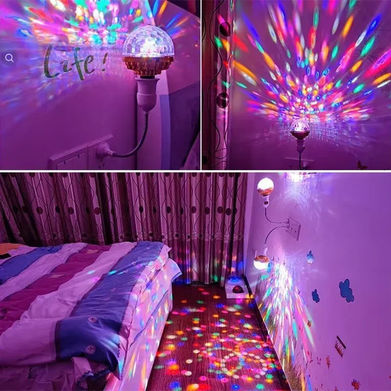 E27 Rotating LED Stage Light - Colorful Magic Ball for DJ & Disco