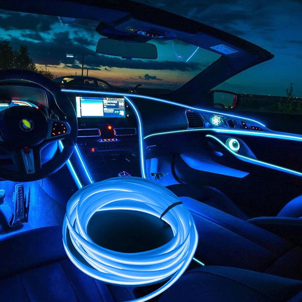 LED Neon Car Interior Lights: 1M, 3M, 5M Flexible Ambient Dashboard & Door Decor